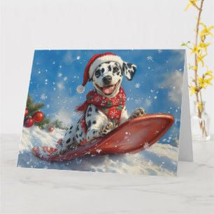 Dalmatian Dog in Sledge Let it Snow Christmas Card