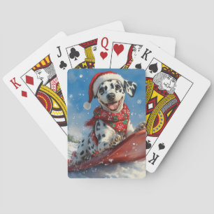 Dalmatian Dog in Sledge Let it Snow Christmas Poker Cards