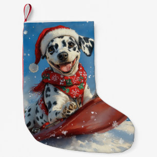 Dalmatian Dog in Sledge Let it Snow Christmas Small Christmas Stocking