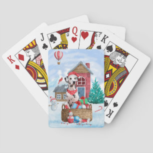 Dalmatian Dog In snow Christmas Dog House Poker Cards