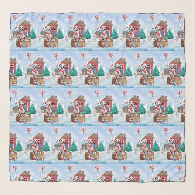 Dalmatian Dog In snow Christmas Dog House Scarf (Front)