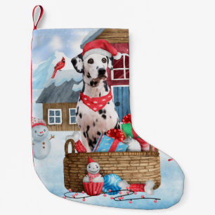 Dalmatian Dog In snow Christmas Dog House Small Christmas Stocking