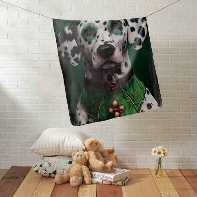 Dalmatian Dog in St. Patrick's Day Dress Baby Blanket (In Situ)