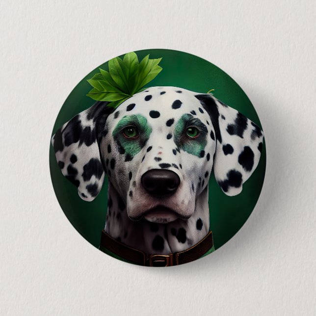 Dalmatian Dog in St. Patrick's Day Dress Button (Front)