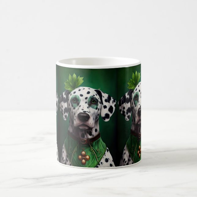 Dalmatian Dog in St. Patrick's Day Dress Coffee Mug (Center)