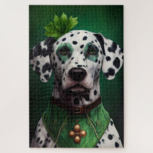 Dalmatian Dog in St Patricks Day Dress Jigsaw Puzzle