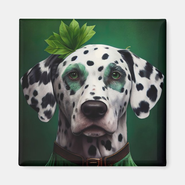 Dalmatian Dog in St. Patrick's Day Dress Magnet (Front)