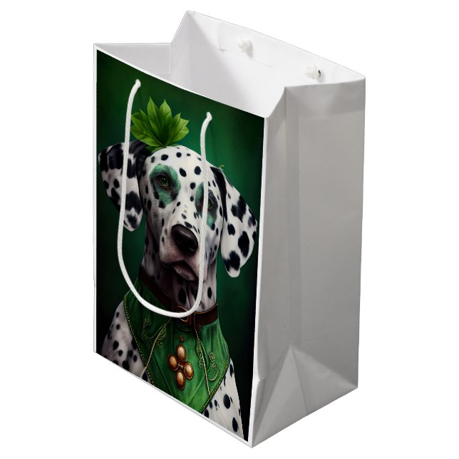 Dalmatian Dog in St. Patrick's Day Dress Medium Gift Bag (Front Angled)