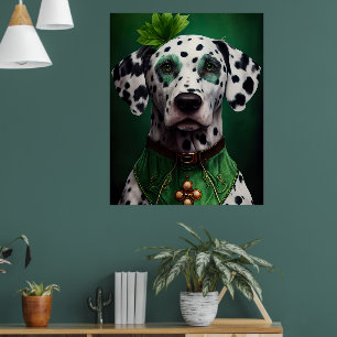 Dalmatian Dog in St. Patrick's Day Dress Poster