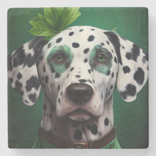 Dalmatian Dog in St. Patrick's Day Dress Stone Coaster