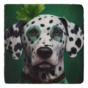Dalmatian Dog in St. Patrick's Day Dress Trivet