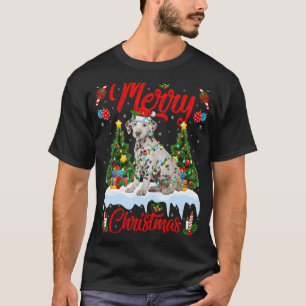 Dalmatian Dog Lights Xmas Tree Santa Dalmatian Chr T-Shirt