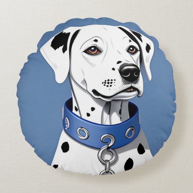 Dalmatian Dog Lover Home Décor Gift Idea Round Pillow (Front)