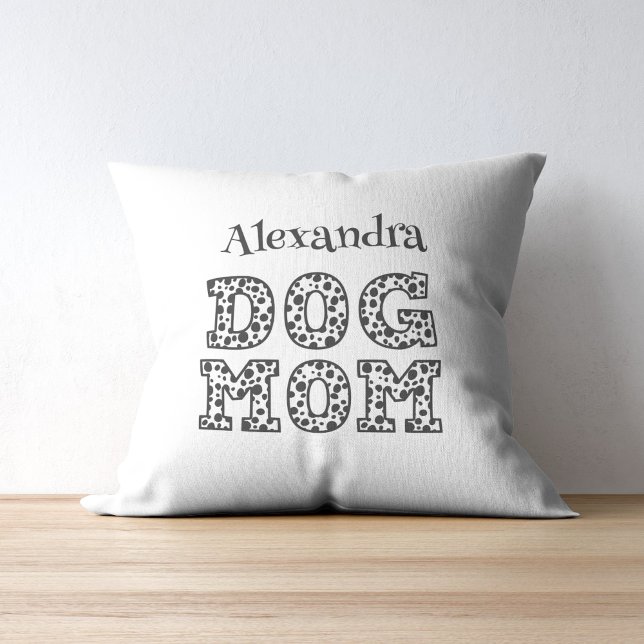 Dalmatian Dog Mom Black and White  Throw Pillow (Creator Uploaded)