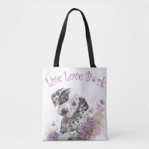 Dalmatian Dog Mom Floral Tote Bag