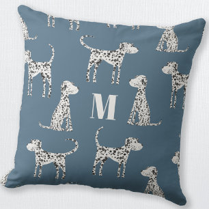 Dalmatian Dog Monogram Throw Pillow