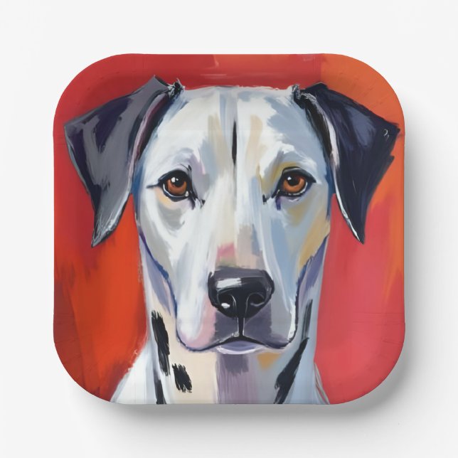 Dalmatian | Dog Painting Pet Watercolor Paper Plates (Front)