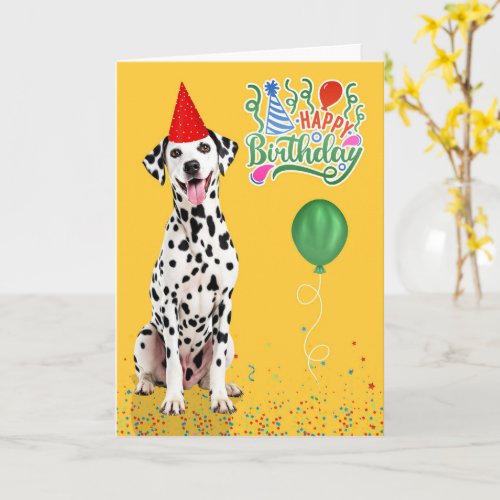 Dalmatian Dog Party Hat Yellow Birthday