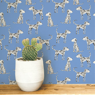 Dalmatian Dog Pattern Blue Wallpaper