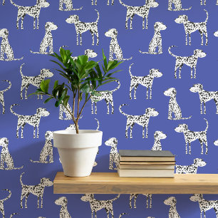 Dalmatian Dog Pattern Blue Wallpaper