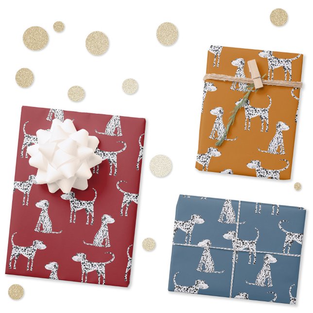 Dalmatian Dog Pattern Wrapping Paper Sheets (Fun Dalmatian dog patterned gift wrap sheet set)