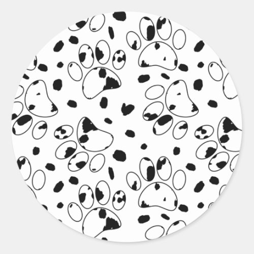 Dalmatian Dog Paw With Spots Classic Round Sticker
