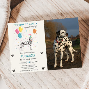 Dalmatian Dog Pawty Puppy Birthday Party Photo Invitation