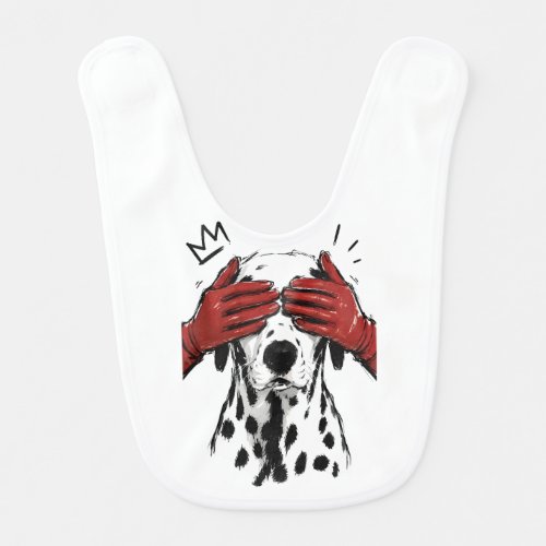 Dalmatian Dog Peekaboo Red Gloves Playful Art Baby Bib