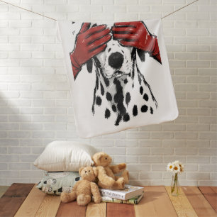 Dalmatian Dog Peekaboo Red Gloves Playful Art Baby Blanket