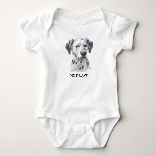 Dalmatian Dog Pet Watercolor Baby Bodysuit (Front)