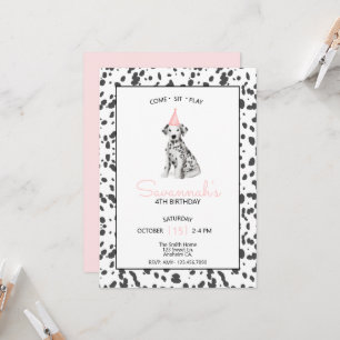 Dalmatian Dog Pink Come Sit Stay  Invitation