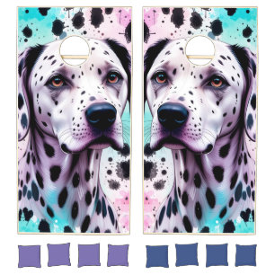 Dalmatian Dog Pink Purple Turquoise Birthday Cornhole Set