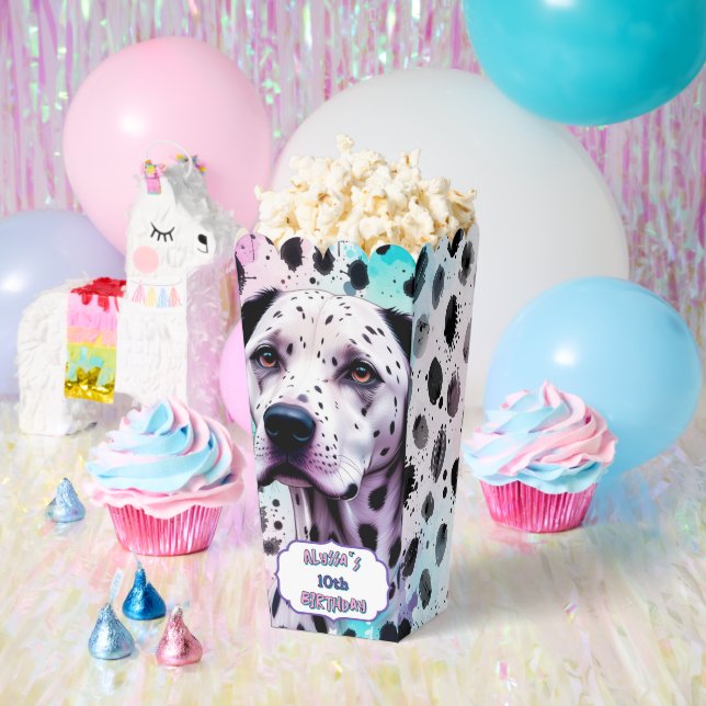 Dalmatian Dog Pink Purple Turquoise Birthday Favor Boxes (Party)