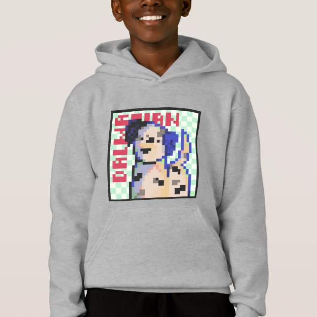 Dalmatian Dog, Pixel Art, Pixelart  Hoodie (Front)