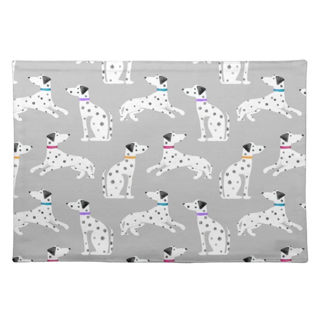 Dalmatian Dog Polka Dot Animal Watercolor Cloth Placemat (Front)