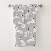Dalmatian Dog Polka Dot Animal Watercolor Kids Bath Towel Set