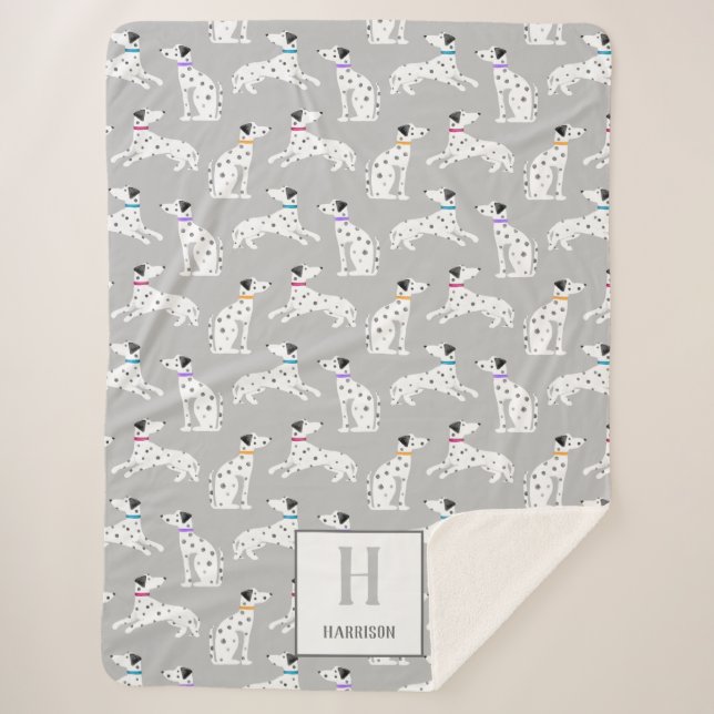 Dalmatian Dog Polka Dot Animal Watercolor Kids Sherpa Blanket (Front)