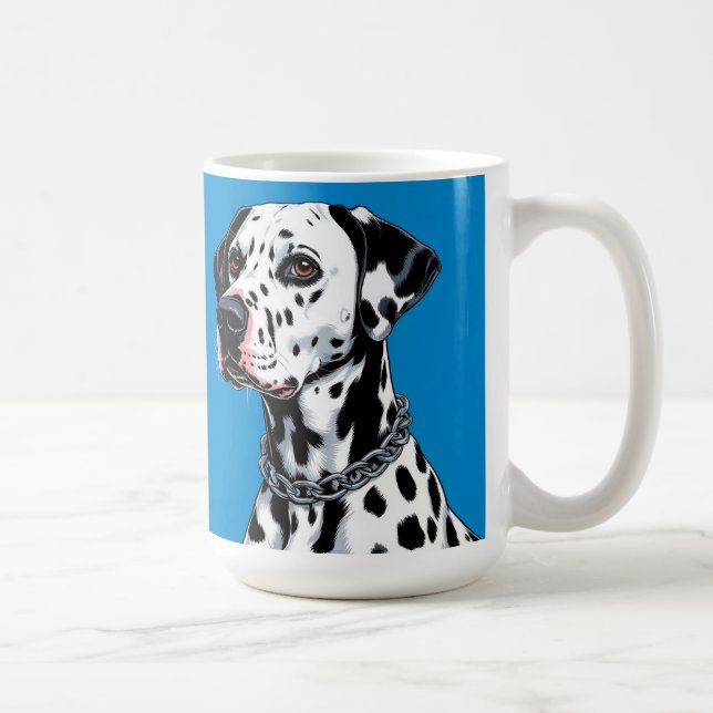 Dalmatian Dog Portrait Against Blue Background Coffee Mug (Right)