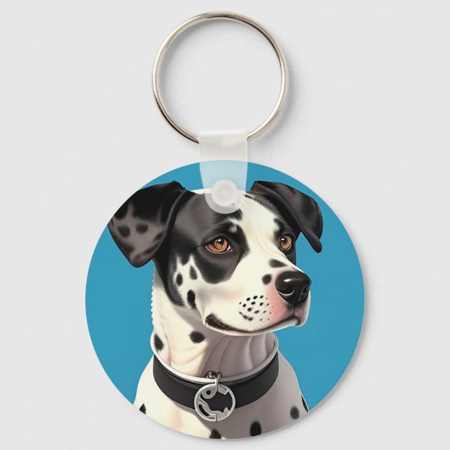 Dalmatian Dog Portrait Keychain (Front)