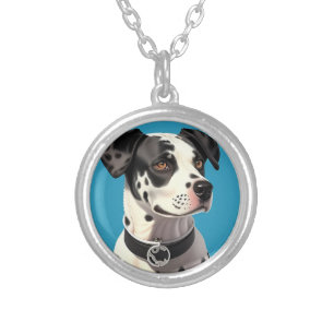 Dalmatian Dog Portrait Silver Plated Necklace