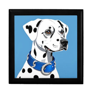 Dalmatian Dog Portrait With Blue Collar Gift Box