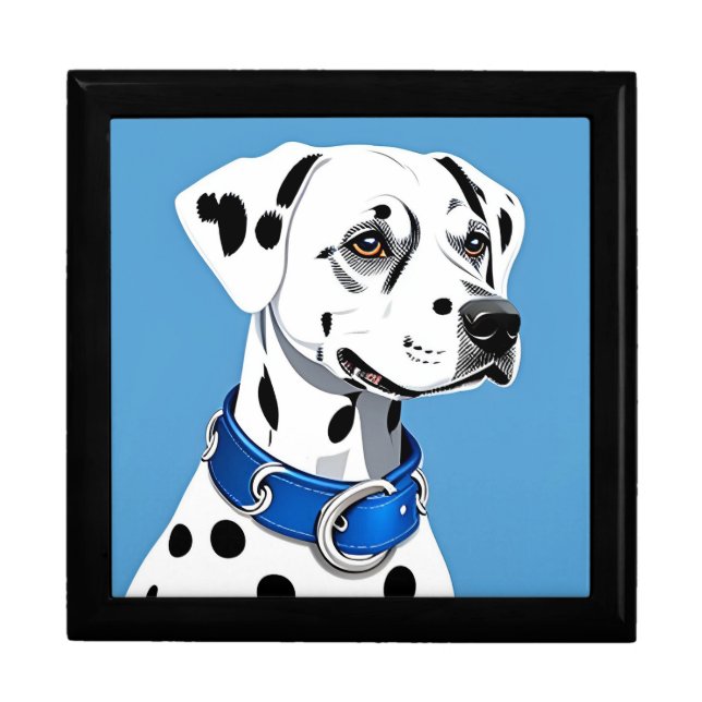 Dalmatian Dog Portrait With Blue Collar Gift Box (Front)