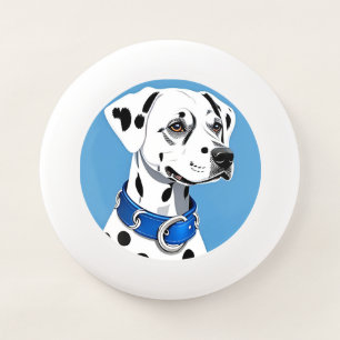 Dalmatian Dog Portrait With Blue Collar Wham-O Frisbee