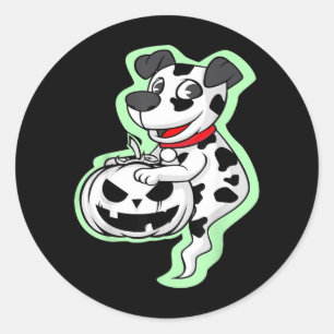Dalmatian Dog Pumpkin Lazy Halloween Costume Cute Classic Round Sticker