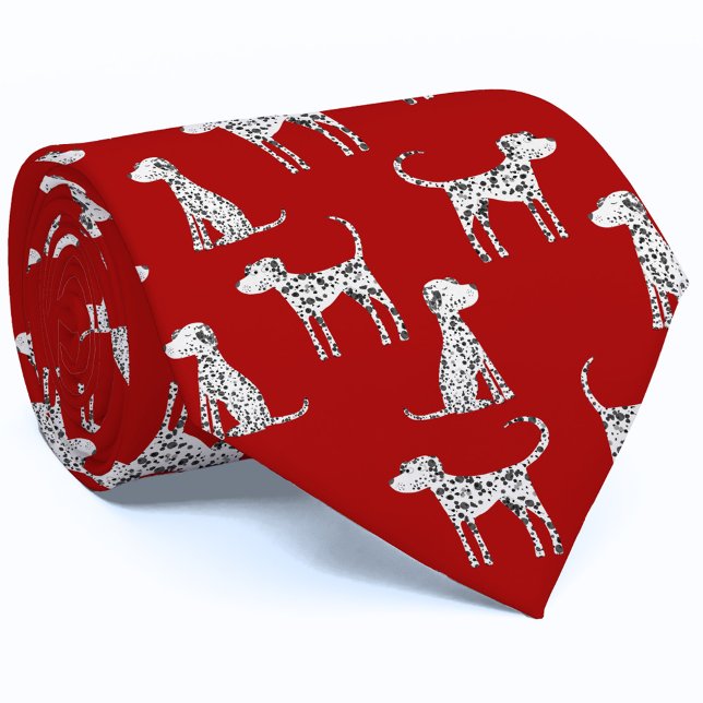 Dalmatian Dog Red Neck Tie (Red Dalmatian Dog tie)