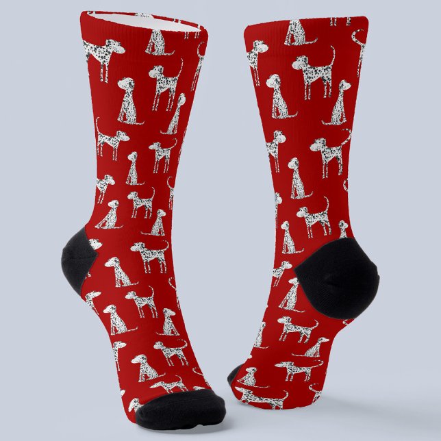 Dalmatian Dog Red Socks (Red Dalmatian Dog socks)