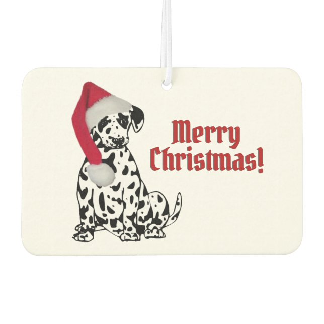 Dalmatian Dog Red Stocking Cap Merry Christmas Air Freshener (Front)