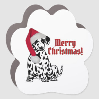 Dalmatian Dog Red Stocking Cap Merry Christmas Car Magnet