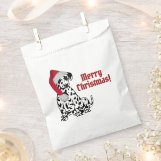 Dalmatian Dog Red Stocking Cap Merry Christmas Favor Bag