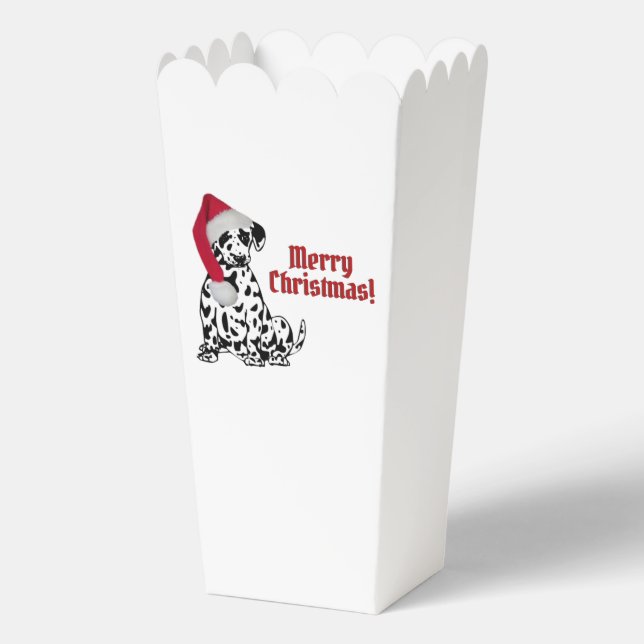 Dalmatian Dog Red Stocking Cap Merry Christmas Favor Boxes (Back)